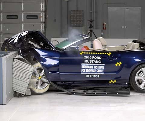 2010 Ford Mustang IIHS Frontal Impact Crash Test Picture 2010 Ford Mustang IIHS Frontal Impact Crash Test Picture