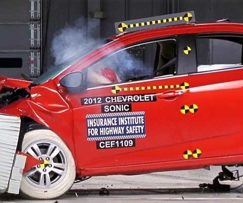 2012 Chevrolet Sonic Hatchback IIHS Frontal Impact Crash Test Picture